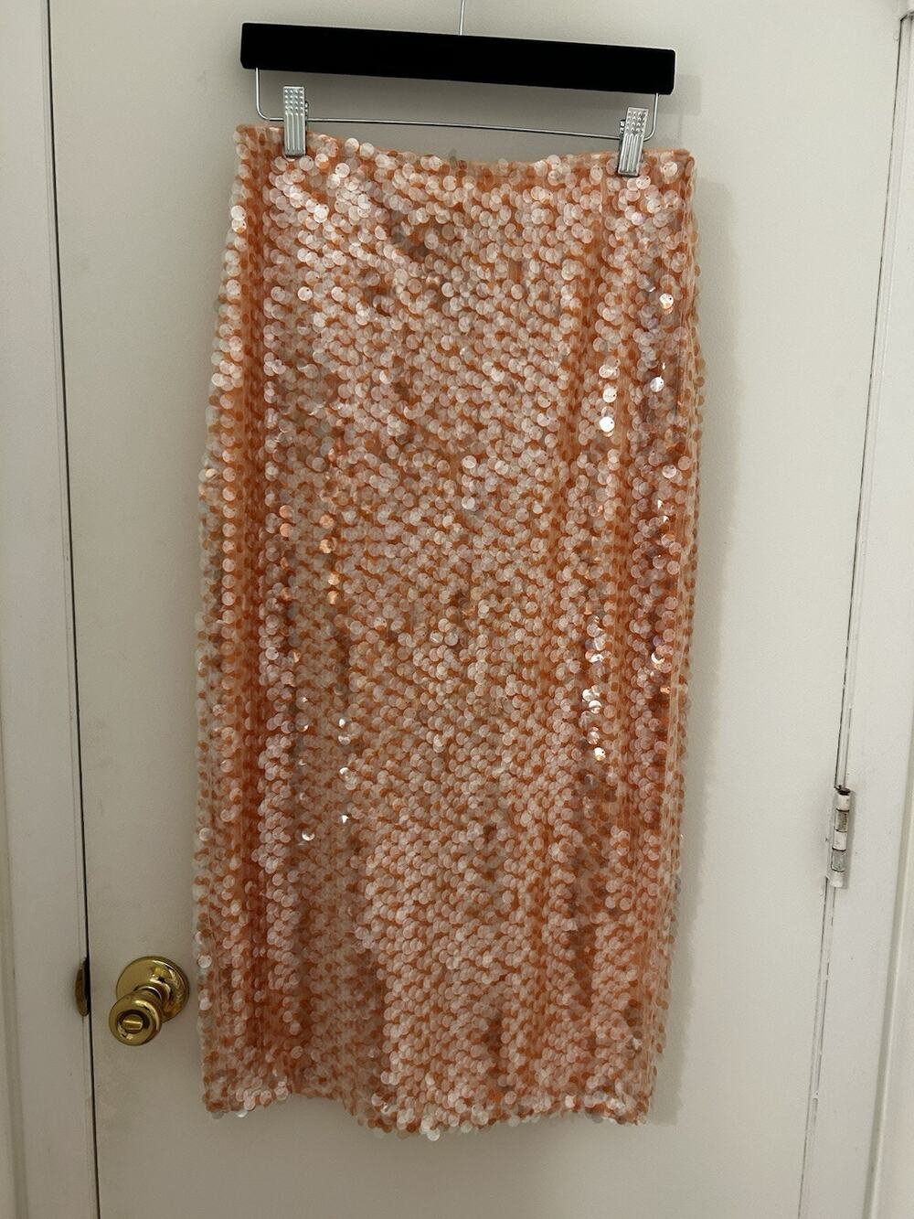 Toccin Leilani Sequined Midi Skirt Peach Size 8 Brand New